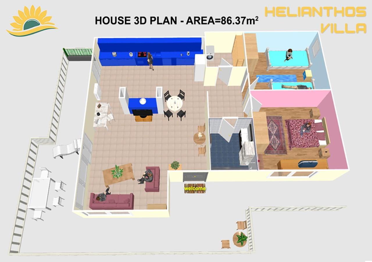 Helianthos Villa - Apartment No1 PalaiónTsiflíkion Dış mekan fotoğraf